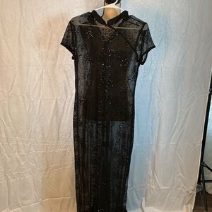 Arianna by Rachel Kaye Black Sequin Lace Evening Gown Womens M 8-10